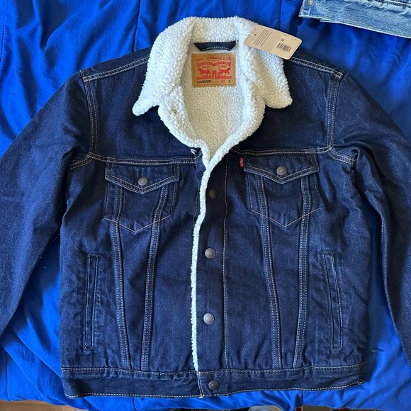 levis sherpa Trucker jacket men Navy Small
